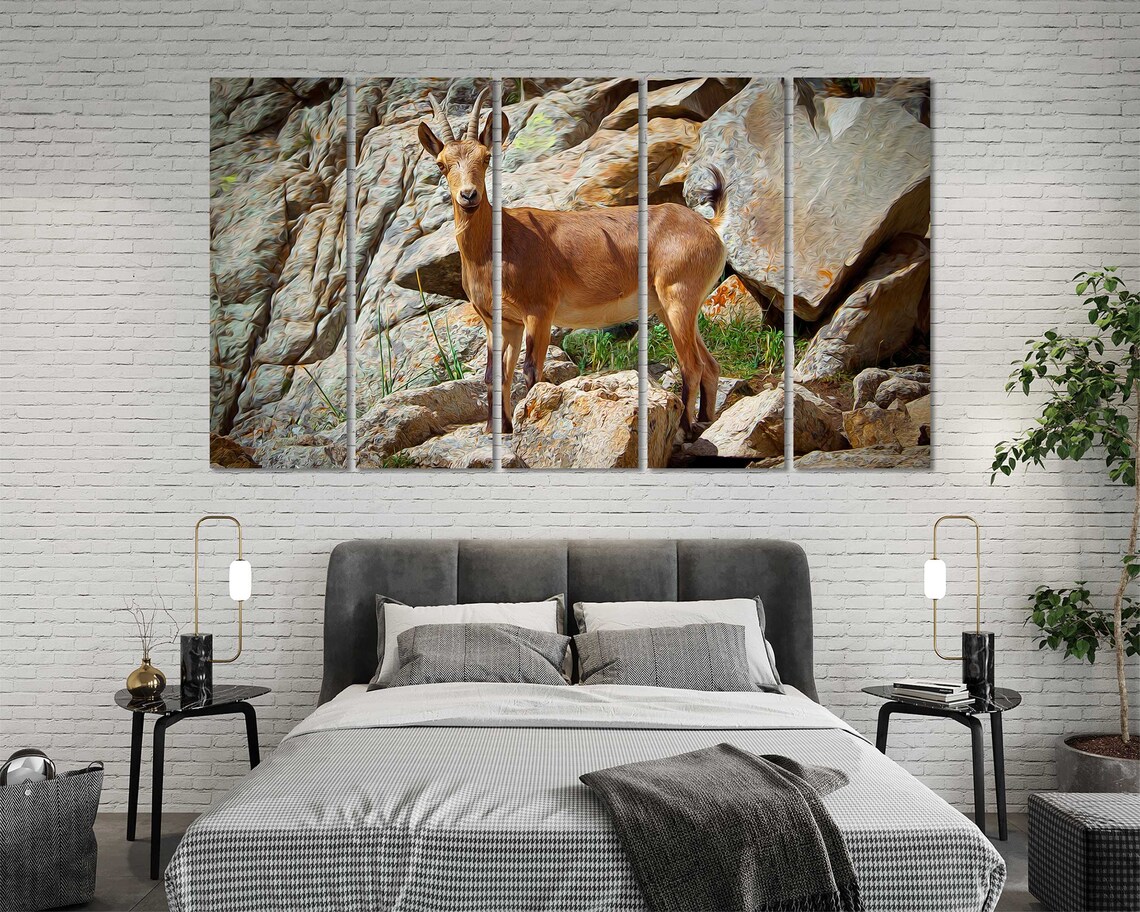 Mountain Goat Popular Wall Decor Horned Animal Stylish Room Etsy