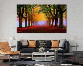 Autumn Forest Path Gallery Wrapped Canvas Wall Art