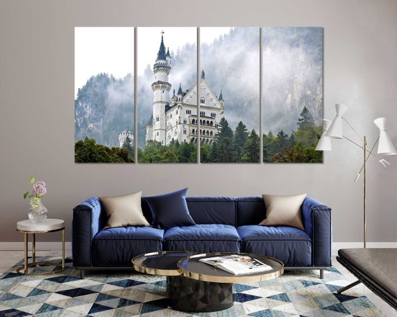 Neuschwanstein Castle in Foggy Forest Art for Wall Bavaria | Etsy