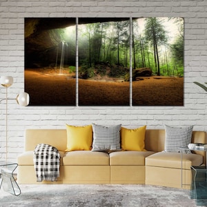 Hocking Hills State Park Modernes Dekor für Haus, State Park in Ohio State Design Art für Wand, Wasserfall im Wald