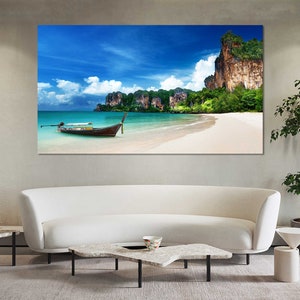 Beach of Thailand Creative Home Decor, Coast Thailand Framed Canvas Sets, Seascape Art on Canvas, Beach Contemporary Wall Decor