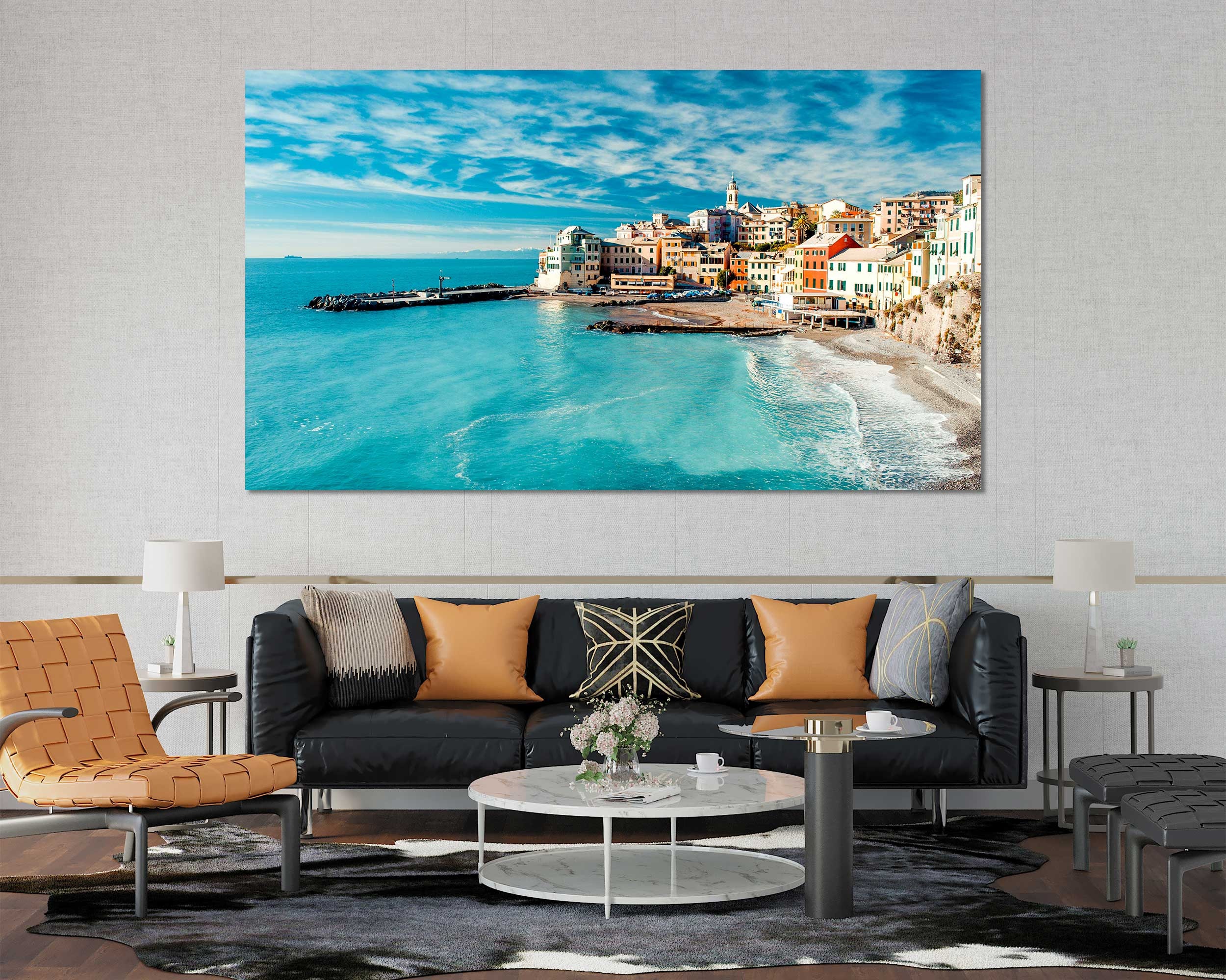 Coastal Wall Art Bogliasco Italy Ready to Hang Canvas - Etsy
