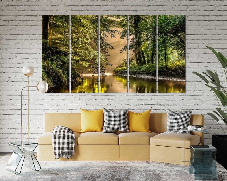 Sunlit Forest River Photography Print – Tranquil Nature Wall Art - Etsy