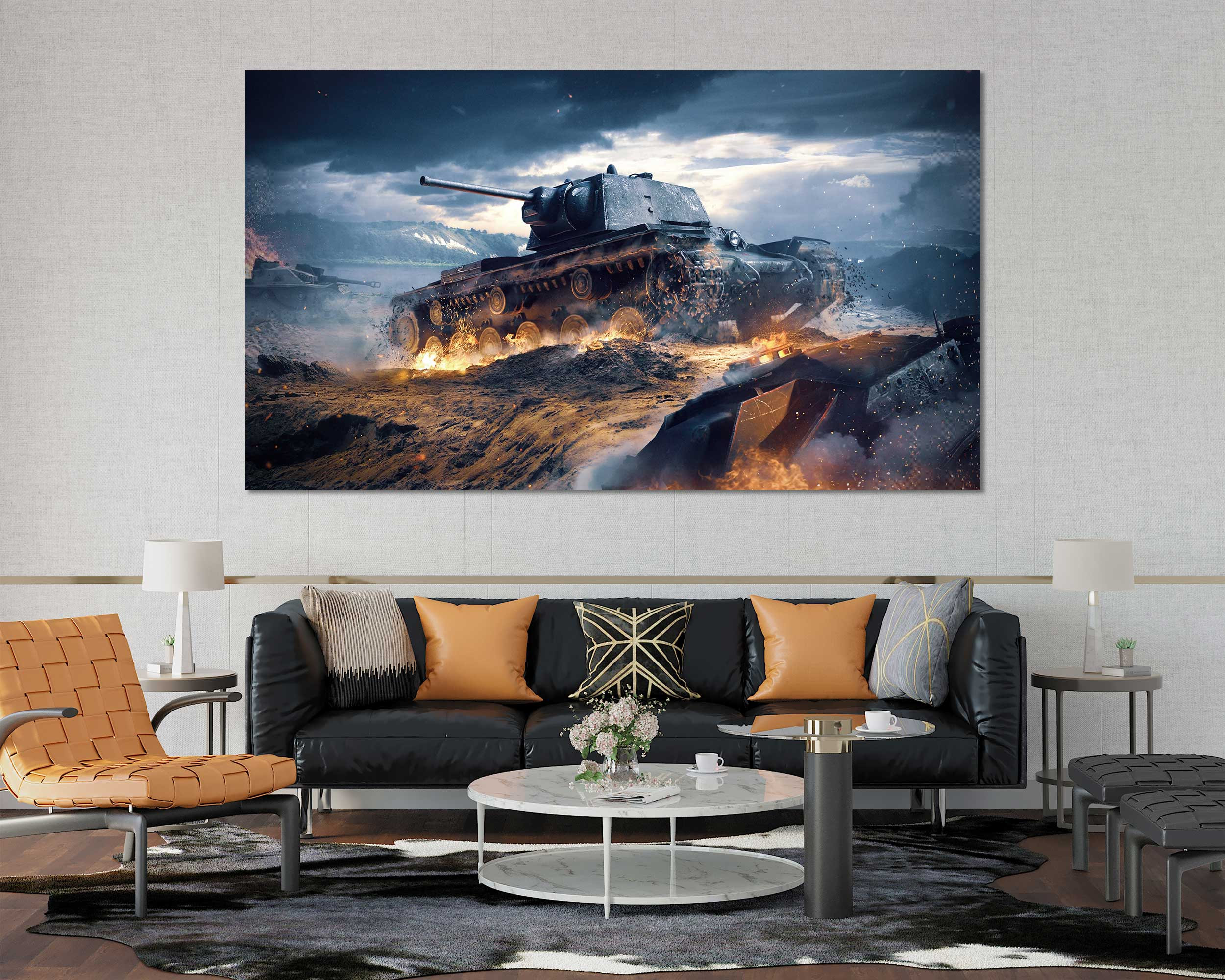 Military Tank Modern Wall Decor Battlefield Art Deco Interior - Etsy
