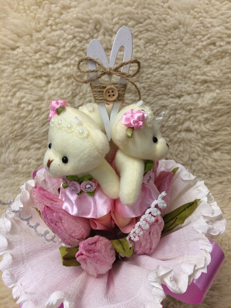 Pink Plush Bouquet Soft bouquet Plush bears Bouquet Cute Etsy