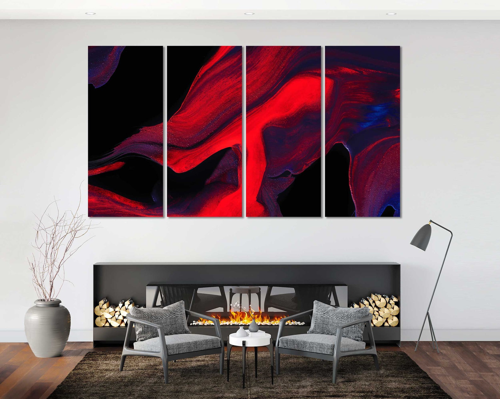 Red Abstract Canvas Art Stylish Abstract Art Print on Canvas Etsy
