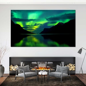 Nordlichter Fotografie Druck – Aurora Borealis Wall Art | Poster, Nachthimmel Landschaft, Natur Reise Home Decor