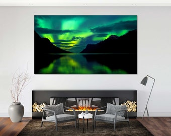 Aurora Borealis Photography Print – Arctic Landscape Canvas Art