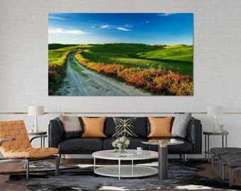 Impresión fotográfica de paisajes de la Toscana: colinas ondulantes de Italia