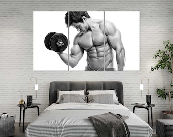 Zwart-witte muurkunst halter voor homegymdecoratie