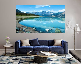 Impresión en lienzo de Lago Turquesa: fotografía de paisajes de montaña, arte mural natural