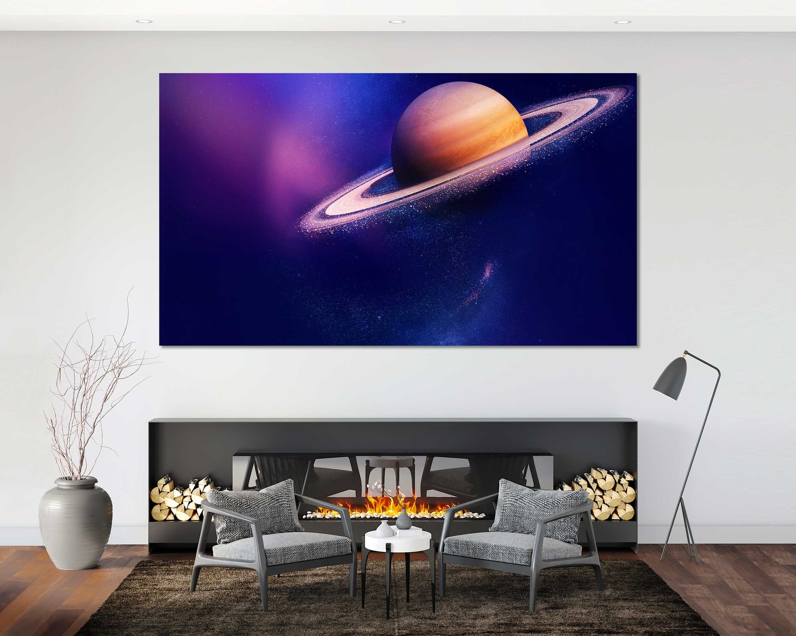 Saturn Colorful Art Home Decor Planet Painting Art on Canvas | Etsy