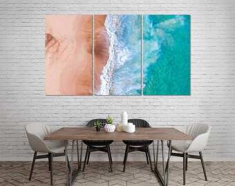 Tropical Beach Wall Art Design Decor, Sea Wave and Sand Pictures Painting on Canvas, Tropical Island Print Canvas Sets, Summer Art Decor