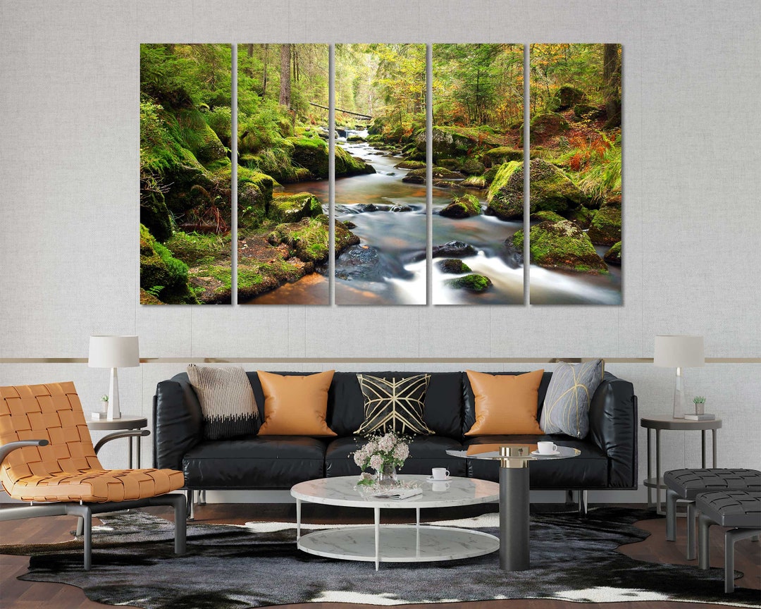 Green Forest River Canvas Print, Nature Wall Art Decor - Etsy