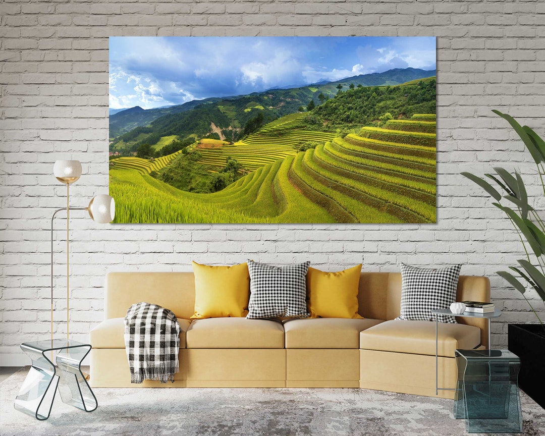 Rice Field Original Home Art Rice Terrace Large Print Canvas - Etsy