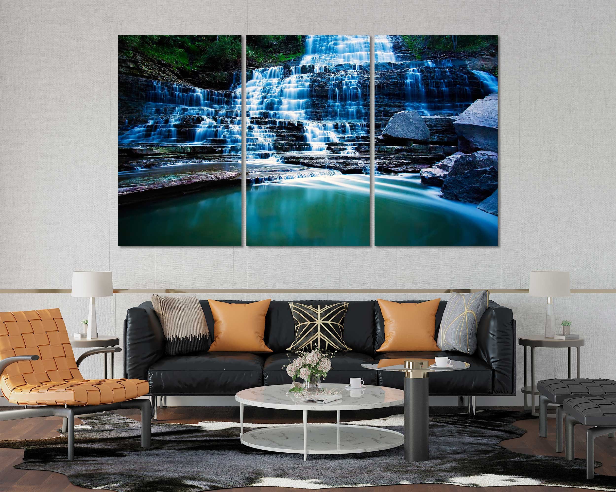 Beautiful Forest Waterfall Wall Art for Home Waterfall Large Etsy