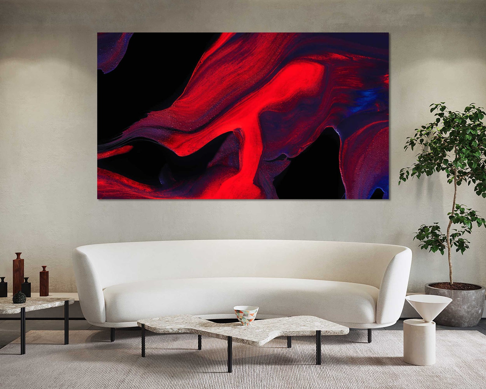 Red Abstract Canvas Art Stylish Abstract Art Print on Canvas Etsy