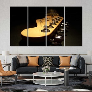 Guitar Neck Original Wall Decor, Music Theme Design Art for Wall, Guitar Strings Image Print on Canvas, Classic Music Art Decor, Guitar Gift
