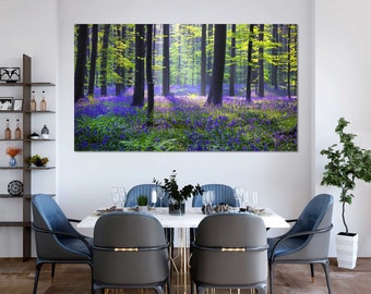 Forest Wildflower Photography Print – Woodland Nature Wall Art | Bluebell Meadow Poster, Tranquil Landscape Artwork