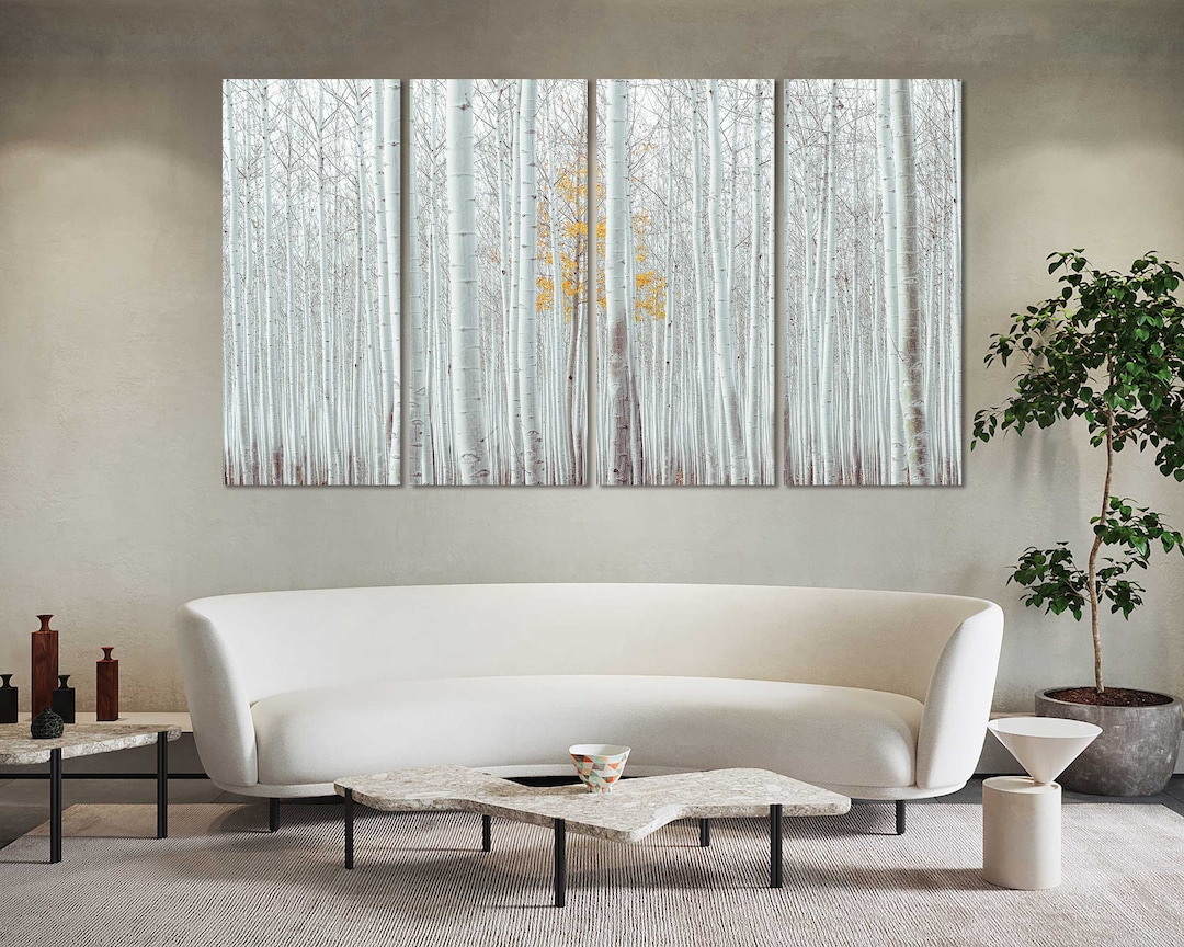 White Forest Trees Fashion Home Decor, White Trees Pictures Wall Art ...