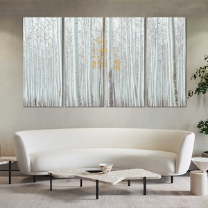White Forest Trees Fashion Home Decor, White Trees Pictures Wall Art, Woodland Painting Wall Art, Wood Art Canvas Sets, White Forest Design