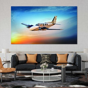 Vliegtuigen in kleurrijke lucht Kunst voor muur Vliegtuigontwerp Decor voor thuis Bedrijf Kunst voor kantoor Logistieke kunstdecor Luchttechniek Cool cadeau