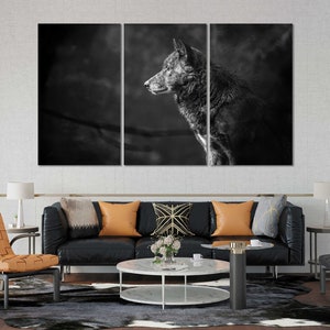Wolf Black and White Home Art, Wolf Print Canvas Decor, Wall Painting Art on Canvas, Wolf Cool Design Art, Wall Artwork For Room