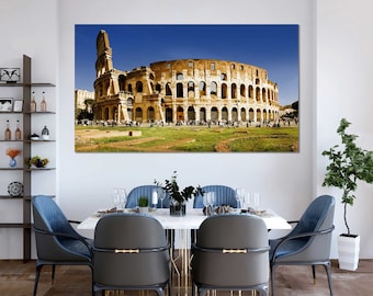 Colosseum Canvas Art: Rome Cityscape Painting, Italy Travel Artwork