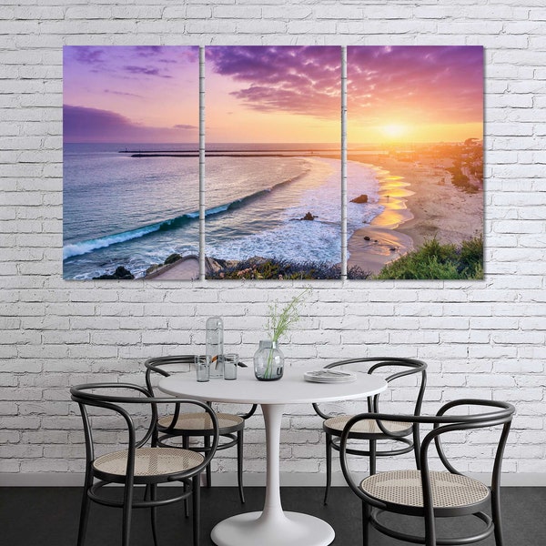 Coastal in Corona del Mar at Sunset, Newport Beach Large Wall Decor, California Modern Art Print, Beach Stylish Painting Wall Art