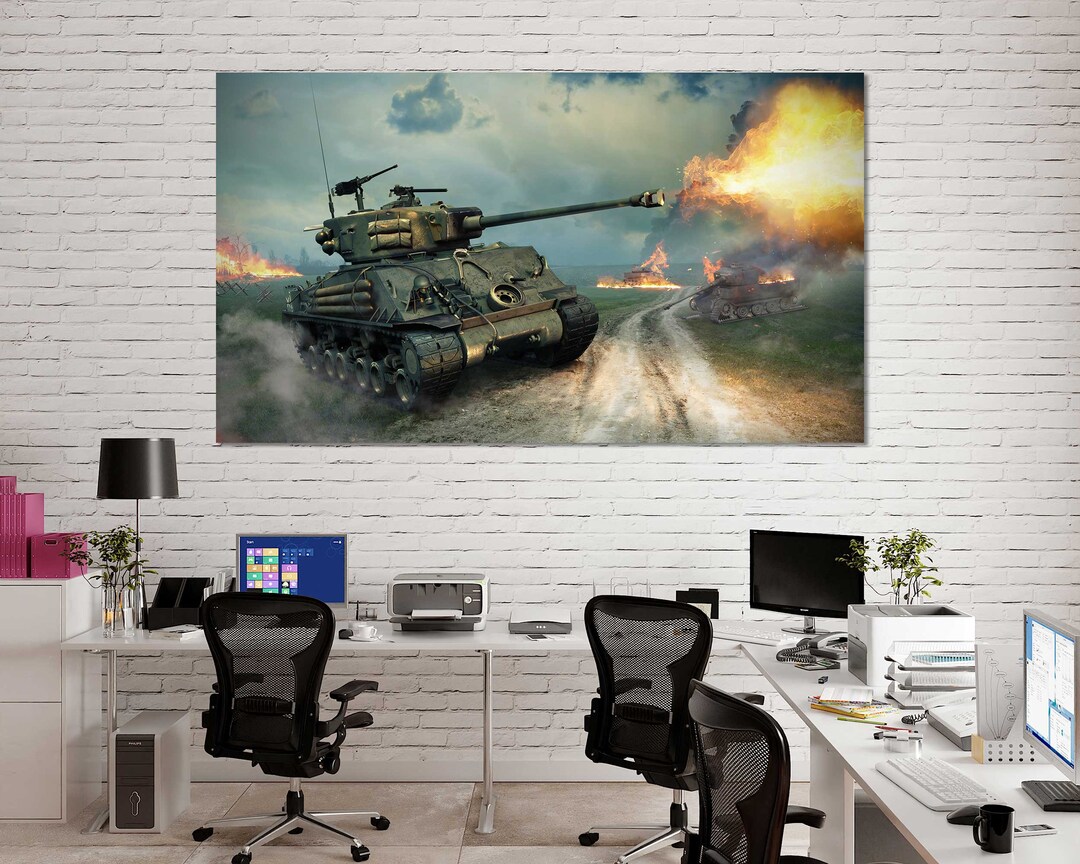 WWII Tank Canvas Print, Vintage Military Wall Art for Home Office - Etsy