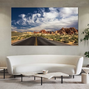 Straße im Tal des Feuers State Park Moderne Wohnkultur, Tal der Berge Großer Rahmen Dekor, Las Vegas State Park Druckkunst auf Leinwand