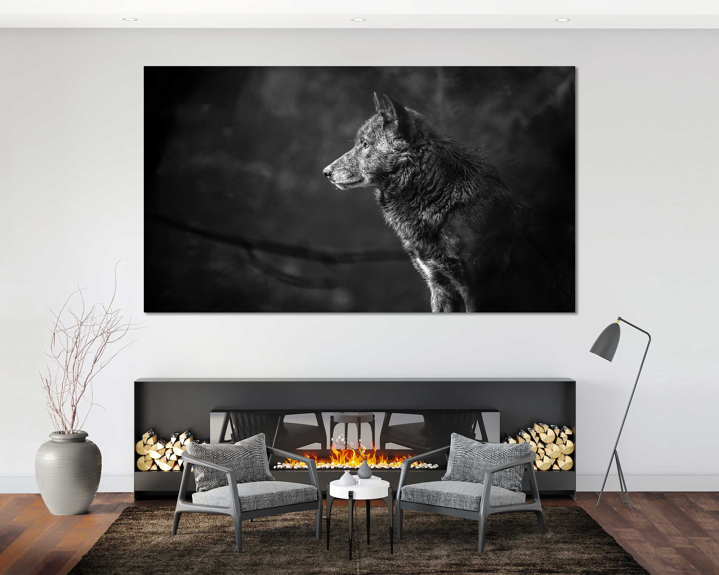 Wolf Black and White Home Art Wolf Print Canvas Decor Wall - Etsy UK