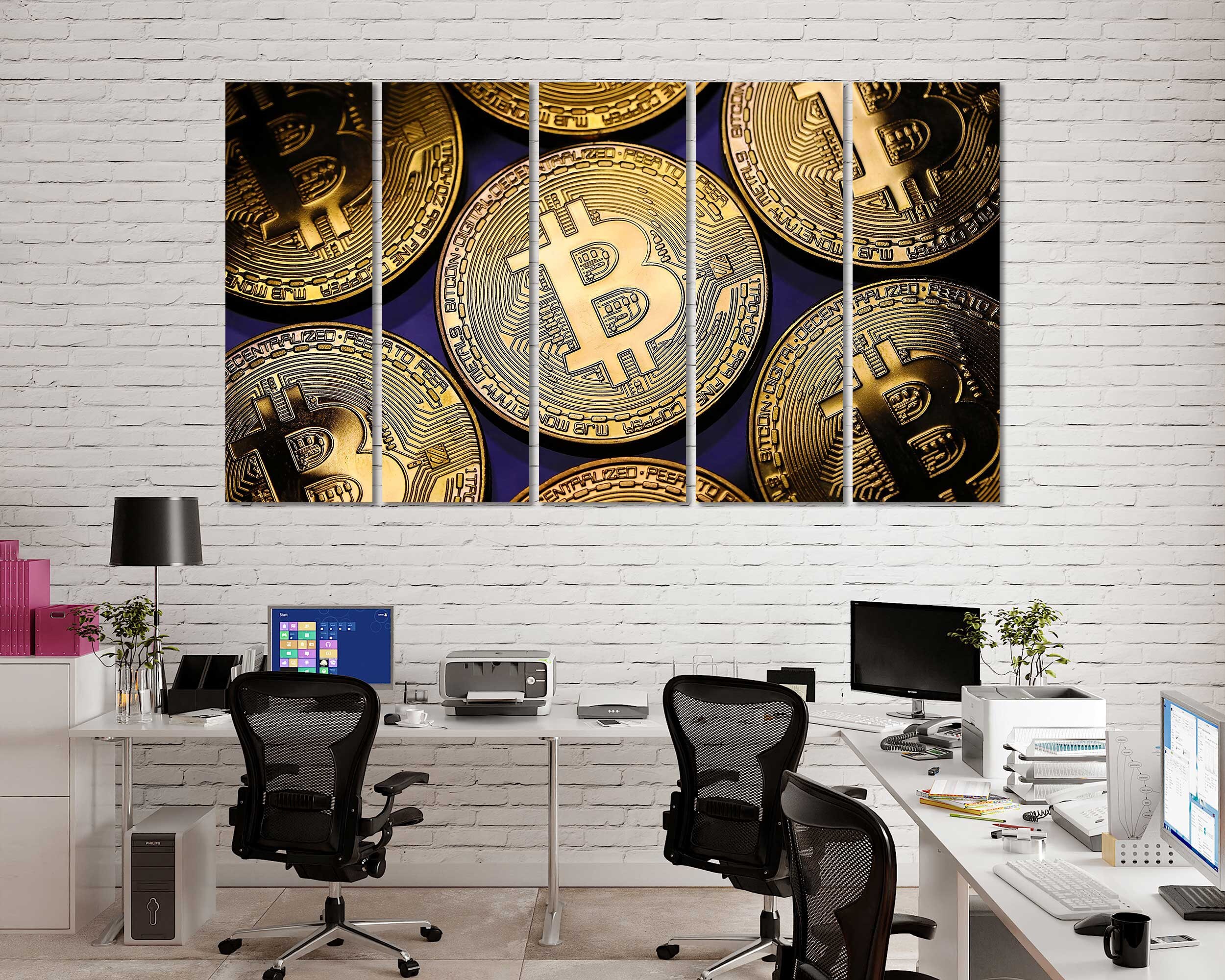 ビットコイン暗号通貨コイン写真 - デジタル通貨ウォールアート | ブロックチェーン技術ポスター、ゴールデン暗号投資アートワーク - Etsy 日本