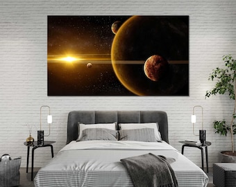 Lienzo decorativo del sistema solar, decoración moderna para pared.