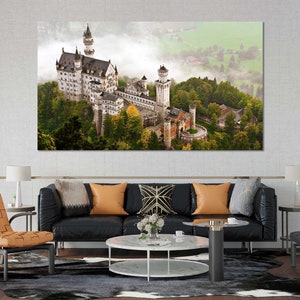 Neuschwanstein Castle Large Print Art on Canvas, Bavaria Castle Decor on Wood Frame, Bavaria Architecture Print Canvas Sets
