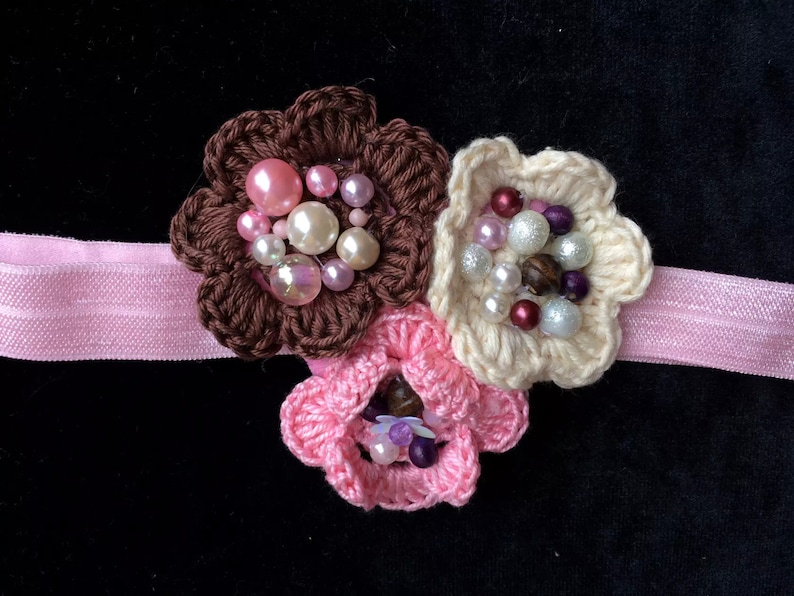 Rustic flower headband Pink headband Baby headband Infant headband newborn headband photo prop Pink satin flower on pink lace headband