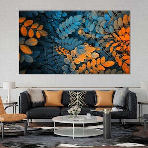 Autumn Plant Leaves Picture Canvas Art, Plant Leaves Photo Design Art, Colorful Leaves Artwork for Room, Abstract Leaves Art for Home