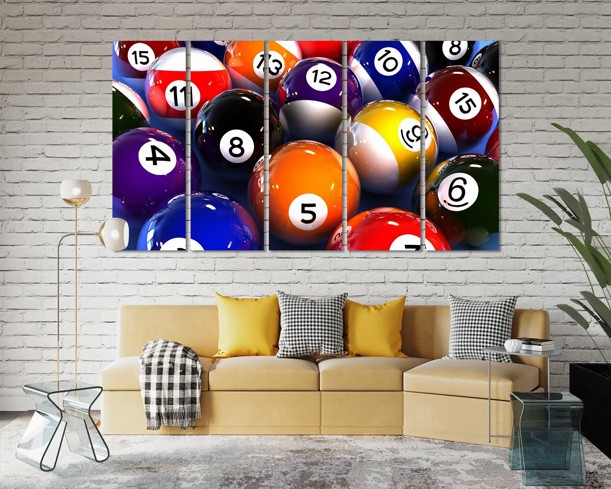 Billiard Balls Modern Wall Art Colorful Balls Artwork for Etsy UK