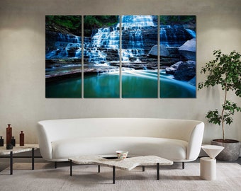 Waterfall Photography Print – Tranquil Nature Canvas Wall Art