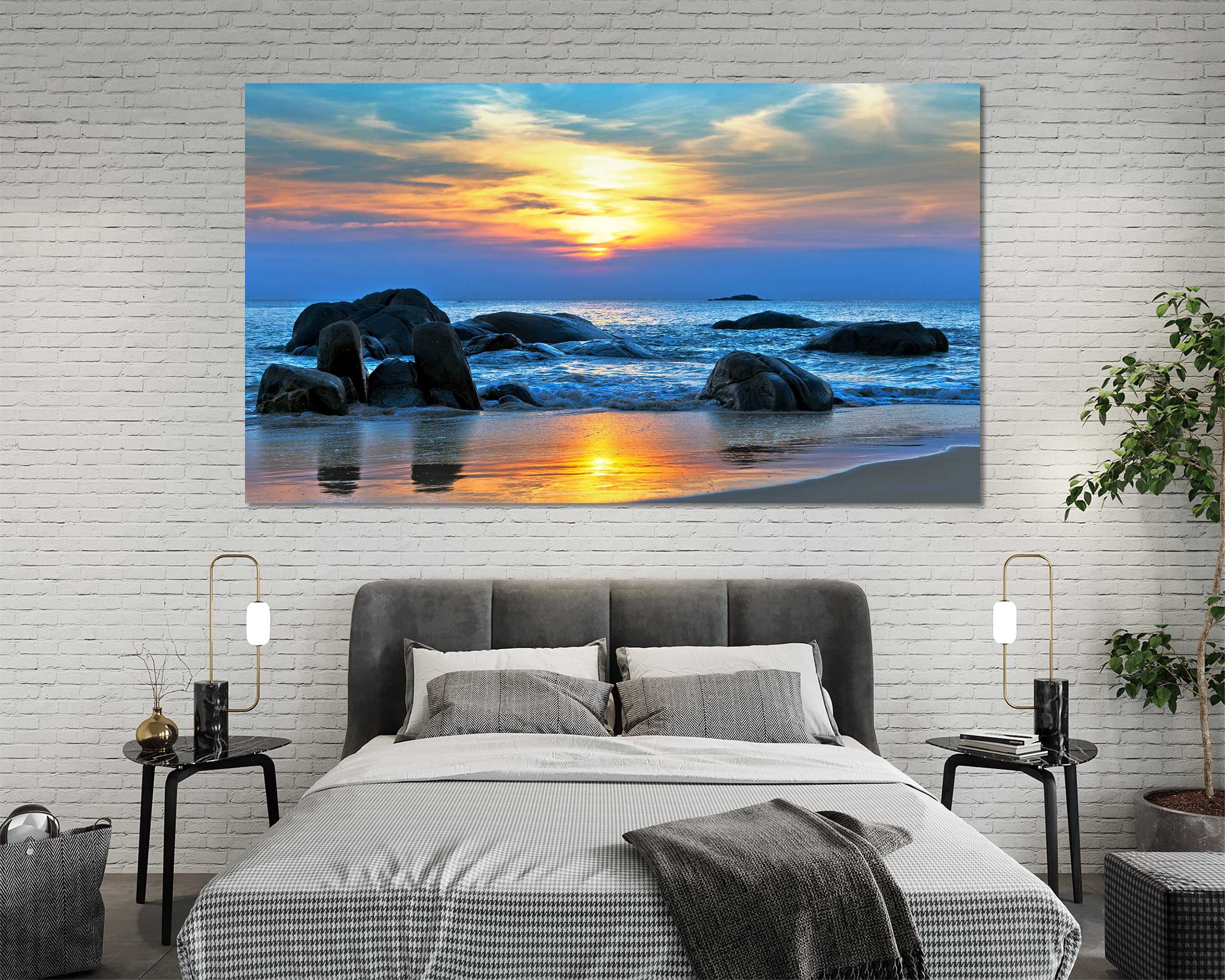 Leinwandbild „Wellen Bei Sonnenuntergang“ – Fertig Auf Keilrahmen, Direkt Aufhängen!