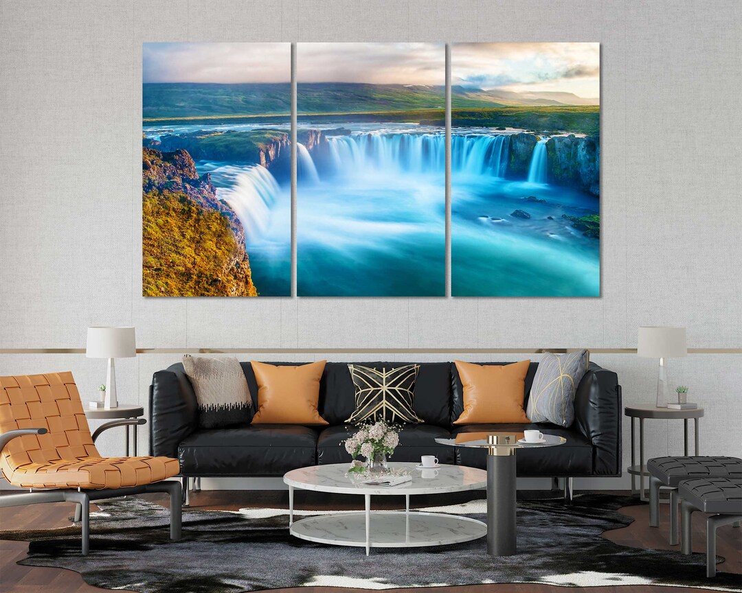 Godafoss Waterfall Canvas Print – Iceland Nordic Landscape Wall Art - Etsy