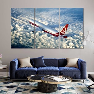 Passenger Airliner Art for Office, Airliner 777 Print on Canvas, Aircraft Contemporary Wall Art, Logistic Transport Modern Decor