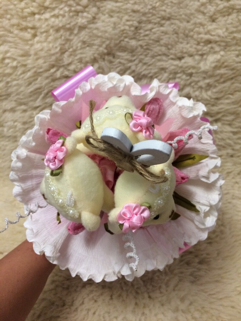 Pink Plush Bouquet Soft bouquet Plush bears Bouquet Cute Etsy
