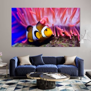 Clownfish Photography Print – Vibrant Underwater Wall Art | Tropical Coral Reef Poster, Ocean Life Marine Aquarium Artwork