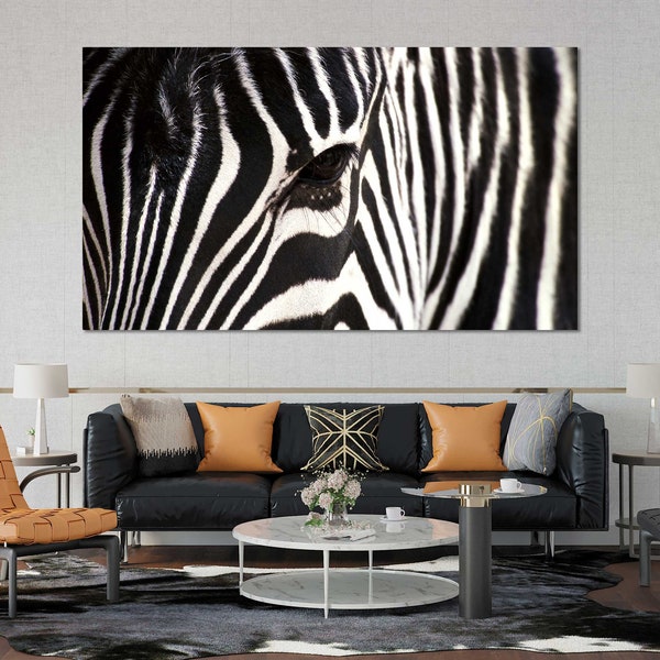 Cool Design Decor with Zebra, Zebra Black and White Canvas Decorations, Wild Animal Pictures on Canvas for Wall, Horse Striped Painting Art