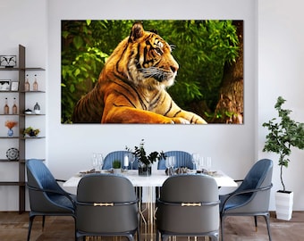 Cuadro decorativo de pared con diseño de tigre de Bengala para amantes de la vida salvaje.