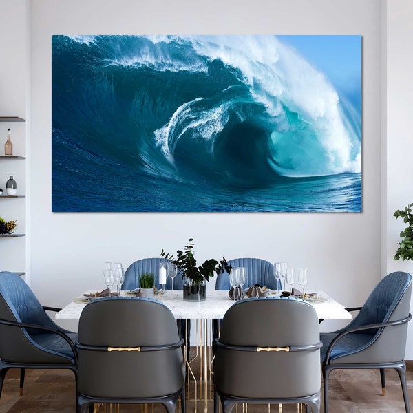 Big Wave Kunstwerk voor Badkamer Sea Wave Print Canvas Sets Ocean Wave Schilderij Canvas Decor Wave Photo Art Print Wave Decor Wave Blue Wall Art