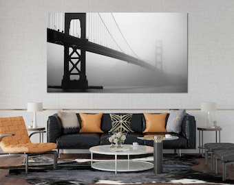 Golden Gate Bridge Fog Photography – San Francisco Cityscape Canvas Art