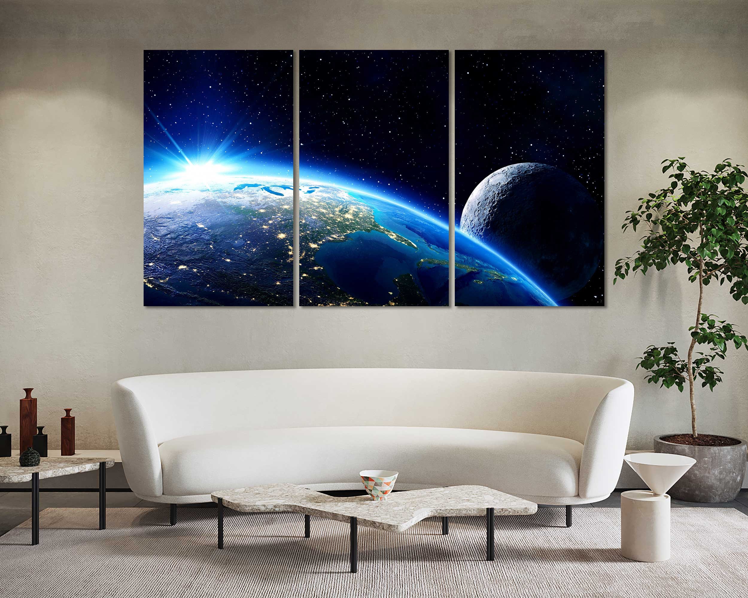 Earth & Moon Canvas Print – Cosmic Sunrise, Outer Space Wall Art - Etsy