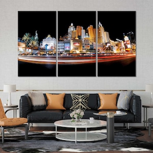 Las Vegas Skyline Photography Print – Nevada Cityscape Wall Art | Night Strip Lights Poster, Urban Travel Artwork, Casino Decor